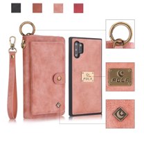 Galaxy Note 10 Plus Wallet Case, Alleytech Girls Women Magnets Detachable Zipper Wallet Case Cover PU Leather Folio Flip Holster Carrying Case Card Holder for Samsung Galaxy Note 10 Pro 2019, Pink