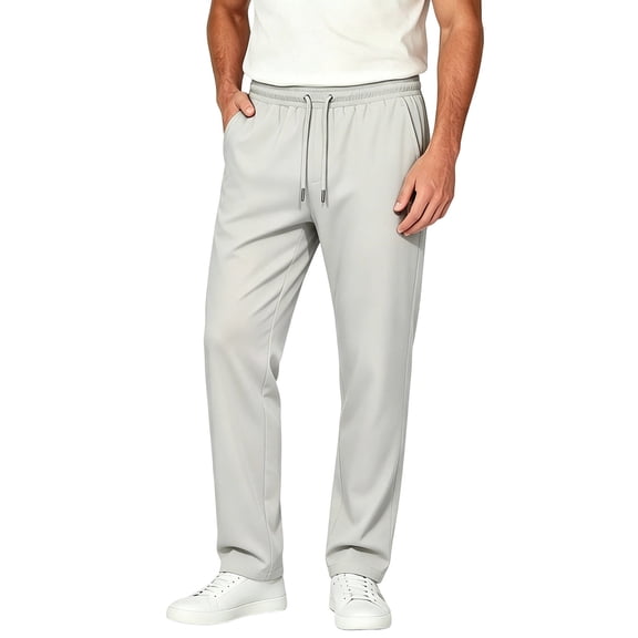 SBYOJLPB Men's Sports Pants Elastic Waist Drawstring Solid Color Casual Loose Straight Trousers