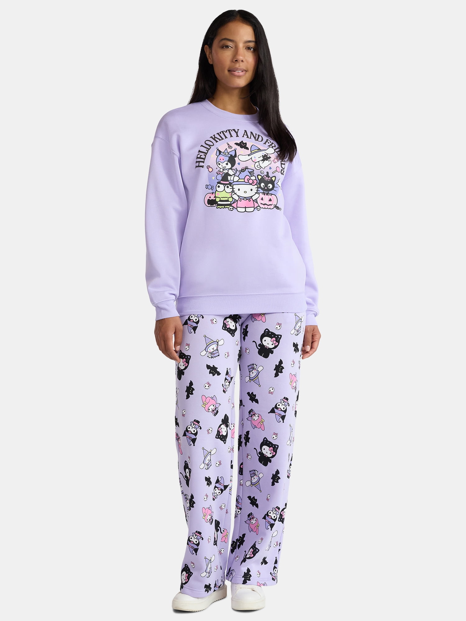 Hello Kitty and Friends Women's Halloween Print Fleece Jogger Pants, Sizes XXS-XXL