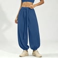 thumbnail image 4 of cocolona Womens Casual Loose High Waist Harem Pants Solid Color Elastic Waist Drawstring Travel Yoga Pants, 4 of 5