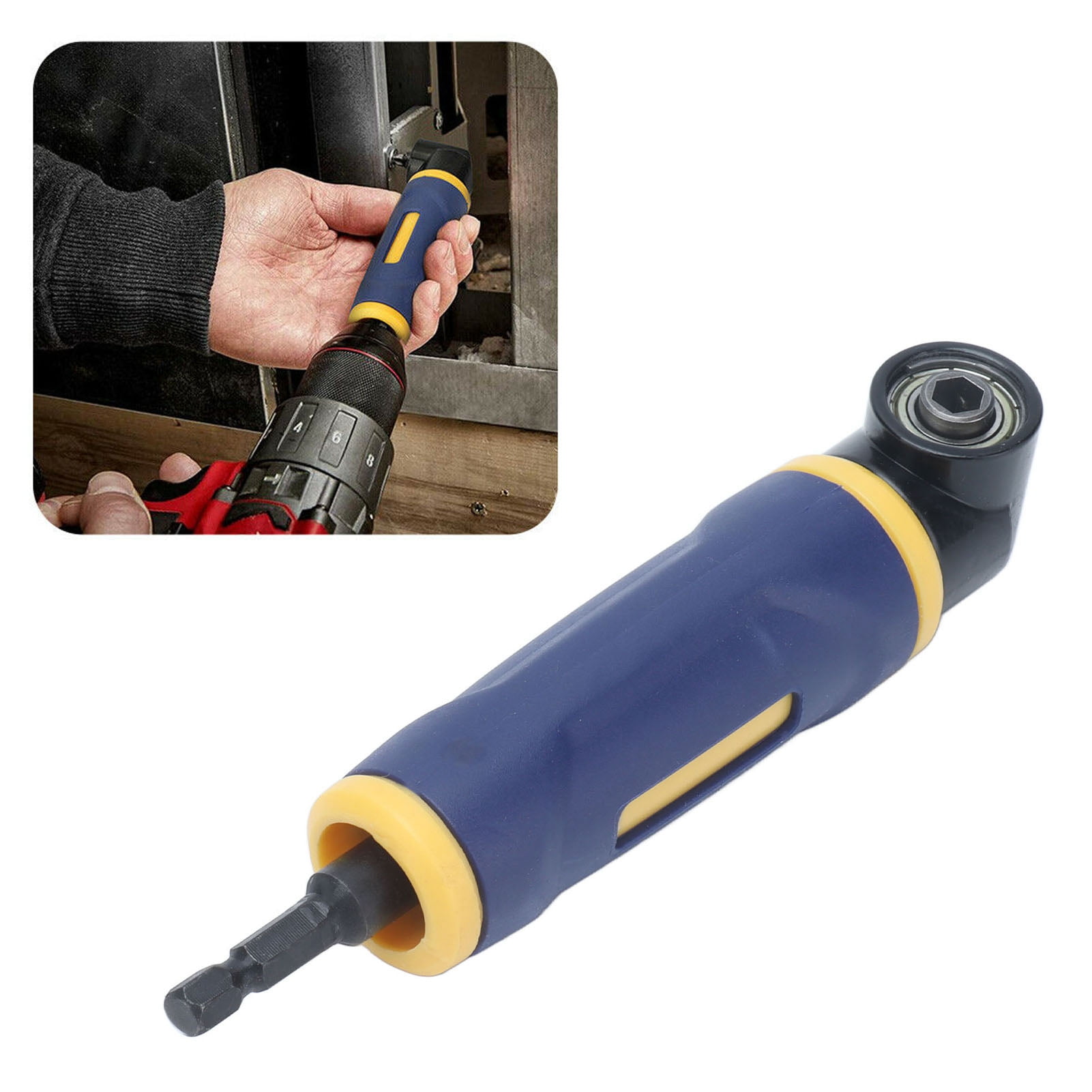 Right Angle Drill Adaptor, 1/4in Hex Handle Yellow Blue 90 Degree Extension Driver Cordless Powerful Magnet Professional  for Woodworking Tool