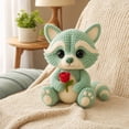 thumbnail image 6 of Crochetta Crochet Kit for Beginners - Crochet Starter Kit, Crochet Raccoon Doll DIY Kit, Learn to Crochet Kits for Adults, DIY Knitting Supplies, Rose‑Holding Raccoon(Mint Green), 6 of 6