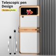 thumbnail image 4 of MonsDirect for 6.7 inch Samsung Galaxy Z Flip 3 5G 2021 Case with A Capacitance Pen, Two Hinge Protection Plating PC Frame Leather Grain Shockproof with S Pen Holder for Galaxy Z Flip 3, Gold White, 4 of 7