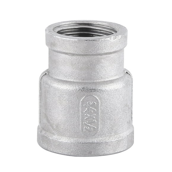 FYBTO Female Straight Stainless Steel Threaded Reducer Pipe Fitting for Air Water (3/4"*1/2")-090405