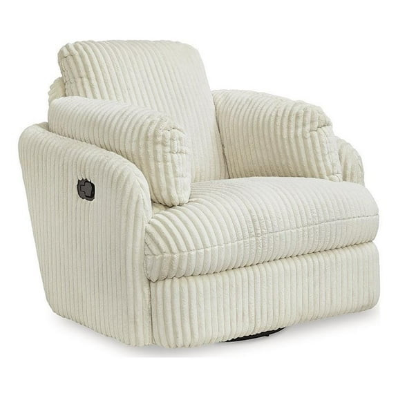 Signature Design by Ashley Tie-Breaker Ivory Swivel Glider Recliner