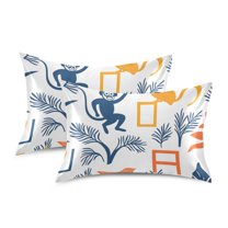 Yayeee Pillowcase King Size Set of 2 Satin Wrinkle Resistant Pillow Case, Tropical Jungle Vibes