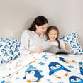 thumbnail image 4 of Castle Fairy Cartoon Penguin Bedding Comforter Set,Kawaii Blue Snowflakes Full Bedding Set, 4 of 8