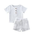 thumbnail image 1 of ITFABS Ensemble de Culottes en Coton pour Bébé Col Rond Manches Mi-Longues Chemise et Short Extensible, 1 of 7