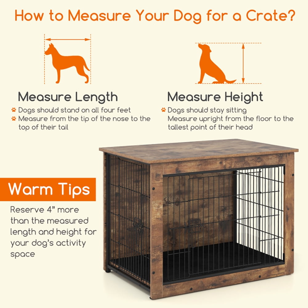 Yardi Yarda Dog Crate Furniture with Cushion and Double Doors for Small/Medium Dogs-33 Inches