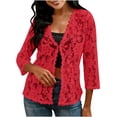 thumbnail image 3 of Aboser Womens Lace Corchet Shrugs Plus Size Open Front Cardigan Lightweight Long Sleeve Shrug Cardigans Cozy Soft Boleros Elegant Cover Ups, 3 of 9