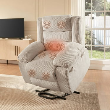 Bestier Massage Recliners for Elderly, Power Lift Recliner Chair with Heat and Vibration for Living Room,White