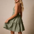 thumbnail image 4 of Warop Women's Deep V Neck Camisole Dress with Adjustable Ties, Ruffle Trim, Parallel Pleats, Backless Design, Elegant for Party and Evening Occasions, Daily Wear, 4 of 5