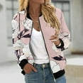 thumbnail image 2 of Siilsaa Casual Jackets for Women Casual Jackets for Women Long Sleeve Lightweight Outwear Bomber Coats with Pockets Pink,2XL, 2 of 5