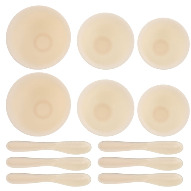 WHAMVOX 12Ud Kit De Mezcla Para Mascarillas Faciales Con Brochas Y Tazones Beige Para Uso En Salón Y Hogar