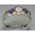 thumbnail image 2 of LBG British Made 10k White Gold Natural Opal & Amethyst Womens Trilogy Ring - 33 size options - Sizes 4 to 12 Available, 2 of 6