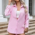 thumbnail image 5 of Long Sleeve Tops for Women Button Down Plain Dress Shirt Fitted Stretch Executive Office Business Casual Lapel Shirt Blouse Cuff Basic Loose Tunic T Shirts, 5 of 6
