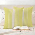 thumbnail image 3 of Yellow Beige Striped Outdoor Waterproof Pillow Covers, Modern Farmhouse Retro Lines Decorative Square Throw Pillowcase Sofa Cushion Sham for Patio/Couch/Chair, 16"x16" 2 Pack, 3 of 8