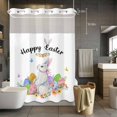 thumbnail image 5 of Happy Easter No Hooks Shower Curtain with Snap-in Liner Watercolor Rabbit Colorful Easter Eggs Spring Floral Shower Curtains for Bathroom, Waterproof, Easy Install, Washable 60"x72", 5 of 9