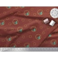 thumbnail image 2 of Soimoi Red Poly Georgette Fabric Wreath & Pine Tree Stripe Print Sewing Fabric Yard 42 Inch Wide, 2 of 3