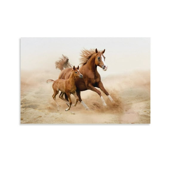 Horse And Foal Galloping Through The Desert Canvas Art Poster And Wall Art Picture Print Modern Family Bedroom Decor Posters,Unframe-style,12x18inch(30x45cm)