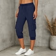 thumbnail image 5 of cocolona Womens Summer Casual Drying Cargo Capri Pants Elastic Waist Drawstring Outdoor Hiking Cropped Joggers with Pockets, 5 of 5