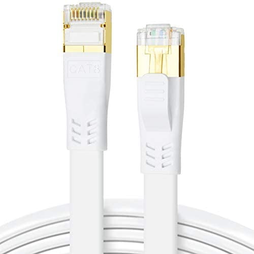CAT 8 Ethernet Cable, 33ft High Speed 40Gbps 2000MHz Flat SFTP CAT8 Patch Cord, Gigabit Internet Network LAN Cable