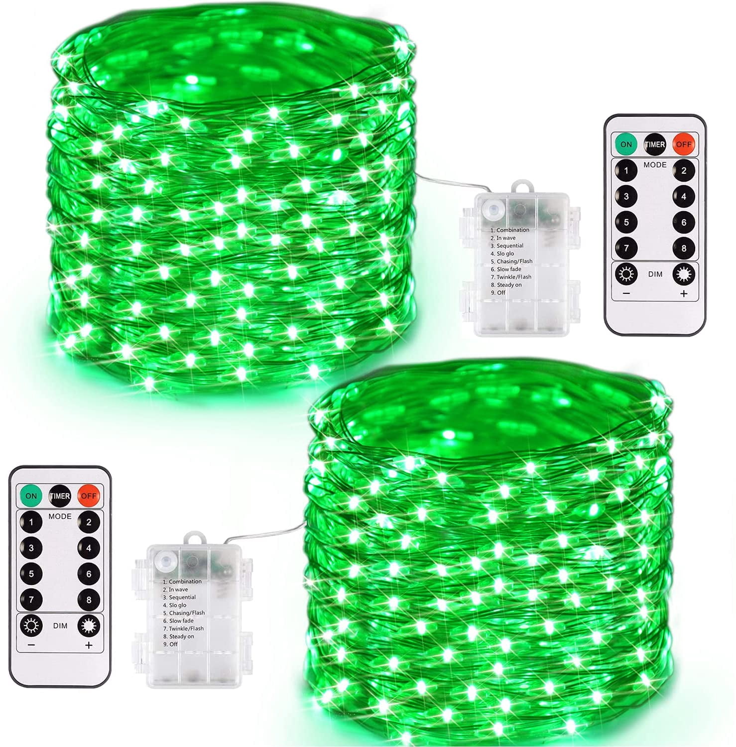 2 Pack Fairy Lights Battery Operated, 66ft 200 LED Fairy Lights with