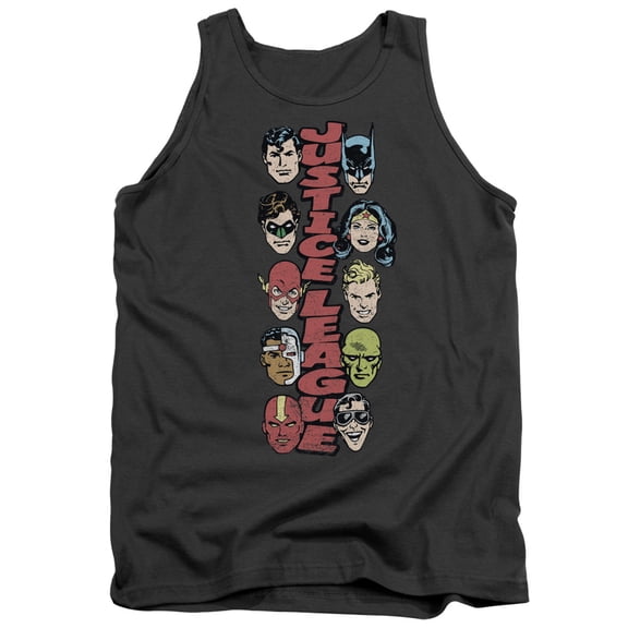 DC Comics Stacked Justice Adult Tank Top Charcoal
