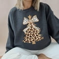thumbnail image 2 of Leopard Christmas Tree Graphic Sweatshirt for Women, Holiday Winter Pullover, 2 of 8