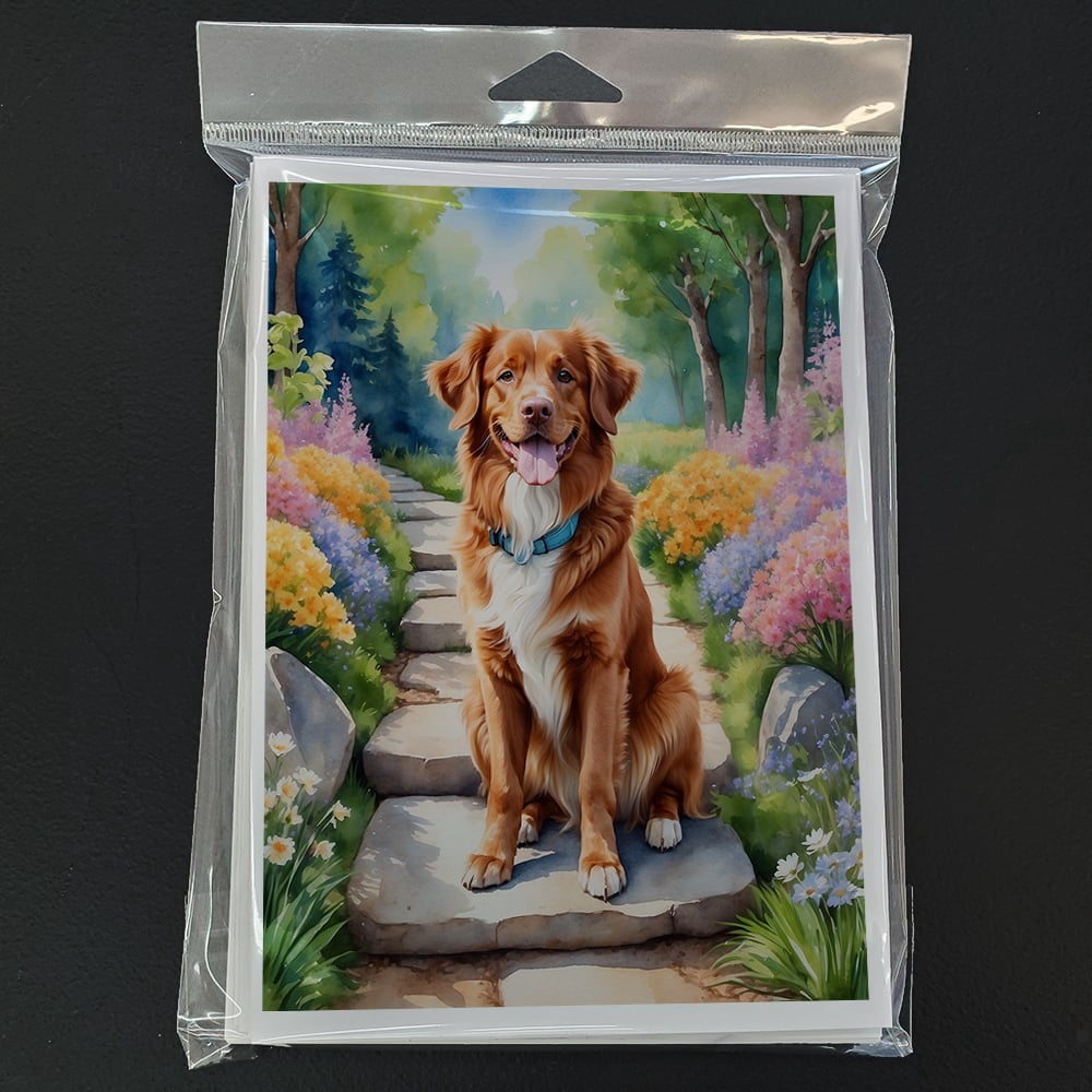 Nova Scotia Duck Tolling Retriever Spring Path Greeting Cards Pack of 8 7 in x 5 in