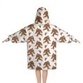 thumbnail image 2 of White Bigfoot and Footprint Pattern Blanket Hoodies for Kids 6-13YR Oversize Wearable Blanket Hoodies for Boys Girls Teens, 2 of 7
