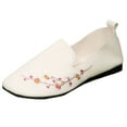 thumbnail image 2 of SYMOID Womens Comfortable Slip-on Loafers - White Floral Embroidery Flat Heel Pu Shoes, Durable Easy To Clean Casual Office Footwear for Ladies,Size 40, 2 of 9