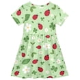 thumbnail image 2 of Ladybug Clover Flower Girls Short Sleeve Dress A Line Sun Protection Breathable Comfort Sundress 3T, 2 of 8