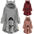 thumbnail image 4 of Fesfesfes Long Hoodie Dress Women Flannel Shirt Cute Pattern Winter Fleece Hooded Blanket Tunic Plush Tops For Teen Girls On Sale, 4 of 8