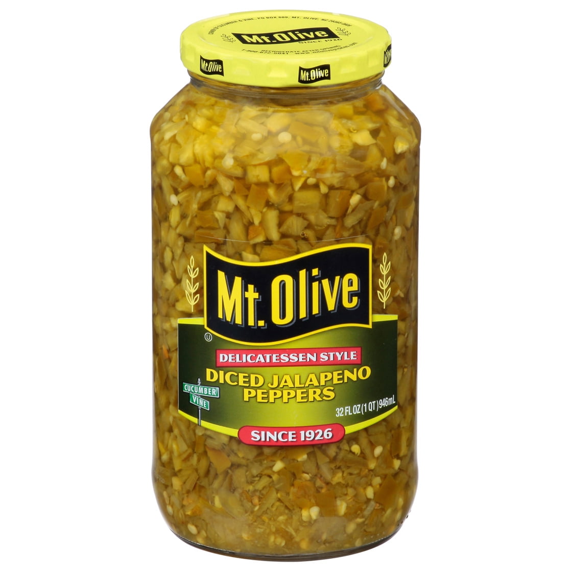 (3 pack) Mt. Olive Delicatessen Style Diced Jalapeno Peppers, 32 fl oz jar