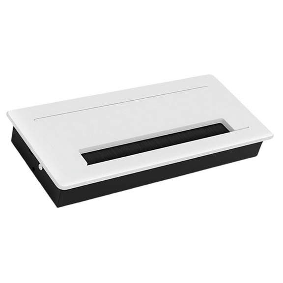 Desk Cable Tidies Grommet Set Metal Rectangle Cord Cover with Brush Interior Multipurpose Metal Desk Grommet with Brush