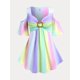 thumbnail image 1 of Camiseta en Talla Extra de Hombros Al Aire de Color Degradado con Anillo Cuadrado Rosegal  Camisetas tallas grandes, 1 of 5