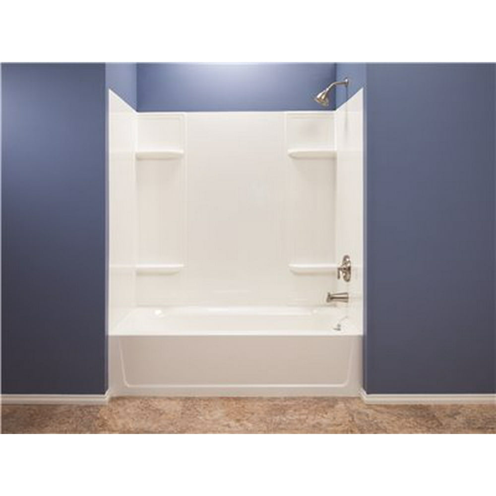 DURAWALL THERMOPLASTIC BATHTUB WALL KIT, 5 PIECES, 4 SHELVES, WHITE, 30 X 60 IN.