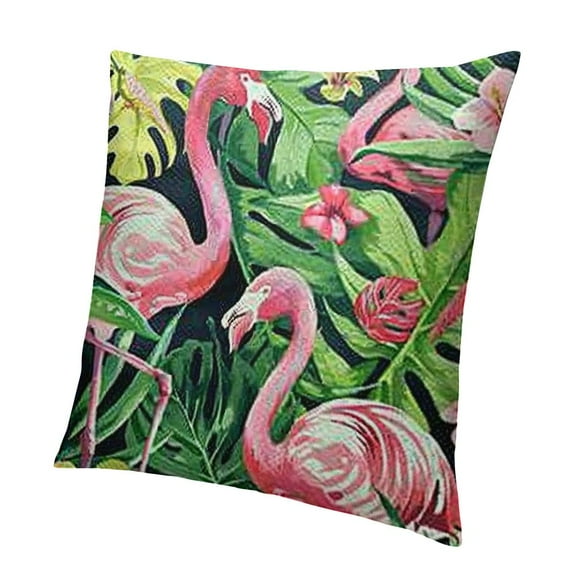 BCIIG Tropical Throw Pillow Cover, Flamingo Pillow Cover, Botanical Decorative Pillow Case, Green Cushion Cover for Sofa Couch Chair Bed,   12x12in