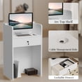 thumbnail image 4 of 23.6" Mobile Reception Desk, White Modern Front Counter with LED Light and Lockable Drawers, Compact Receptionist Desk for Salon, Spa, Office and Retail, 4 of 9