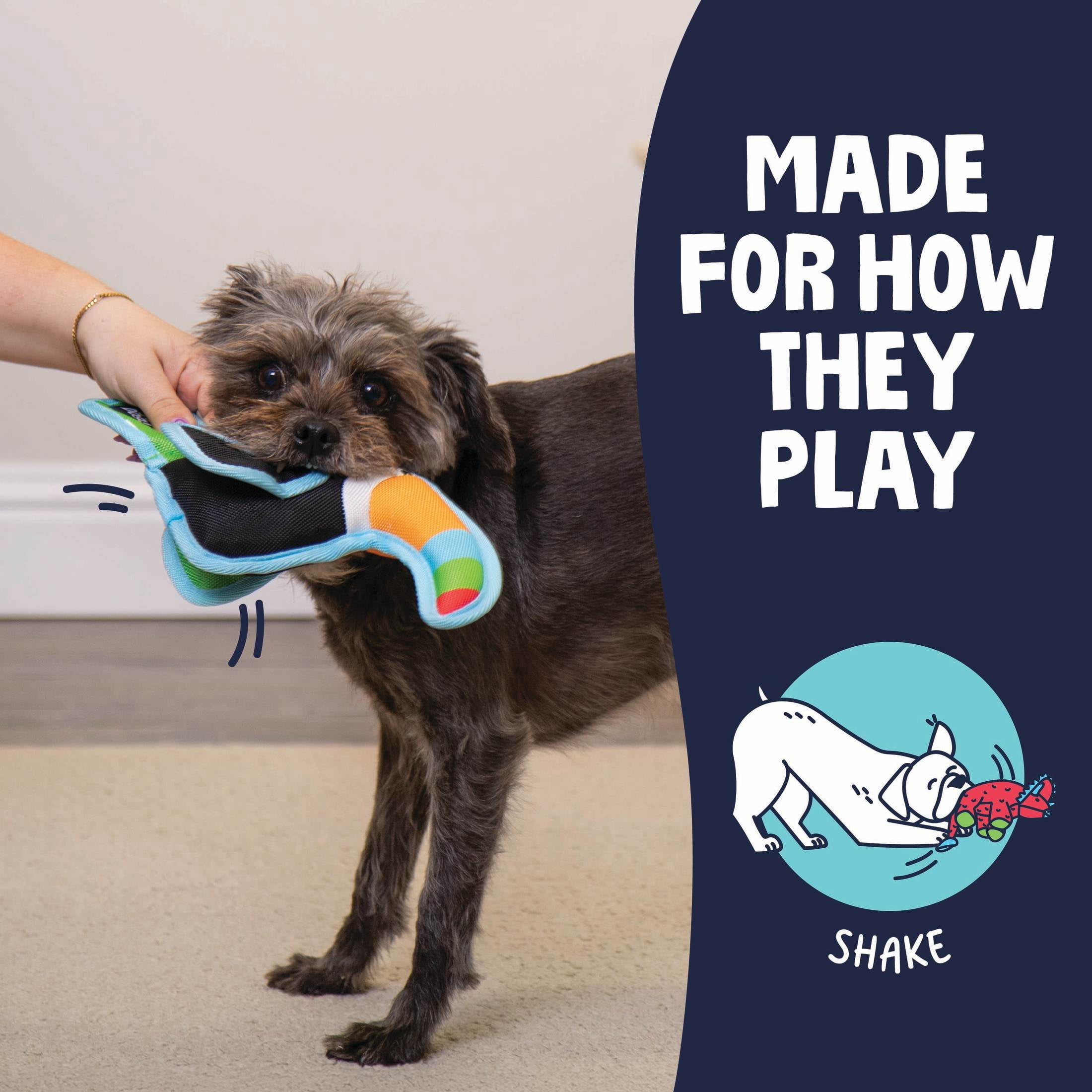 goDog Flap 'N Fun Tico Toucan Squeaky Dog Toy, Plush with Chew Guard Technology, Black, Large