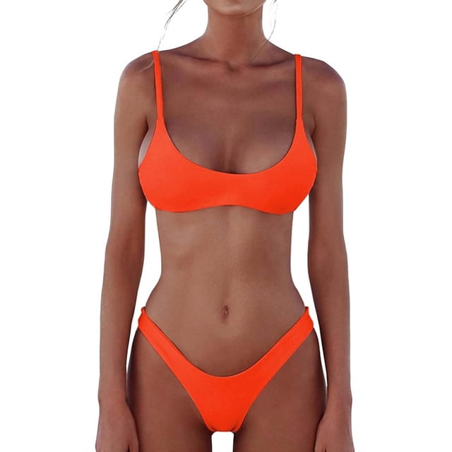 WILLBEST Traje de Baño de Dos Piezas para Mujer, Bikini Triangular de Color Liso A La Moda, Traje de Baño Ajustable para Playa