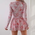 thumbnail image 5 of Minjewel One Piece Swimsuit Women Women's Long Sleeve Full Body Zip-Up Surfing Rashguard One-Piece Swimsuit Dive Suit for Swimming Snorkeling Spring Summer Water Sports Pink S, 5 of 6