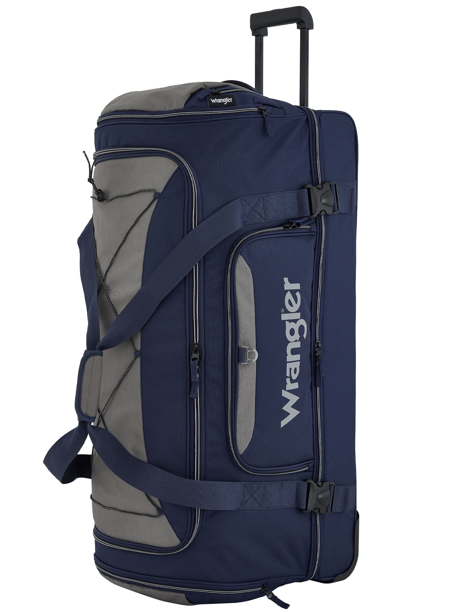 Wrangler Jumbo 36" Drop-Bottom Rolling Duffel with Telescopic Handle - Navy