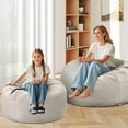 thumbnail image 3 of JONPONY Bean Bag Chair for Adults, Oversized Beanbag for Gaming Reading Foam Filled Couch Furniture with Soft Removable Cover, Giant Round Comfy Sofa for Living Room Bedroom College Dorm,Beige Gray, 3 of 15