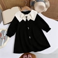 thumbnail image 5 of CPNG Girls Summer Dresses Ruffle Sleeve A-Lined Dress Bow Peter Pan Collar Long Sleeve Sleeveless Button Decor Dress, 5 of 9
