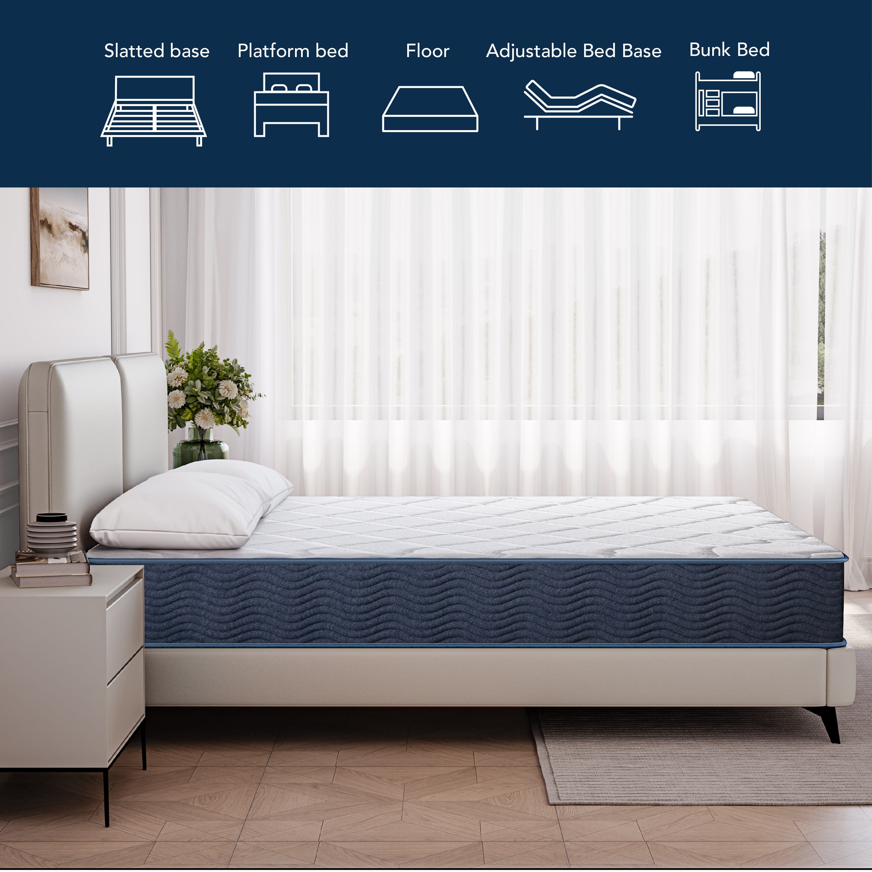 EGOHOME Value 9" Hybrid Mattress of Gel Memory Foam and Pocket Spring, King, Medium Firm