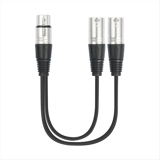 Cable Divisor en y XLR Hembra A Doble Macho de 30 cm y 3 Pines, Adaptador de Audio con Cable Divisor de Micrófono