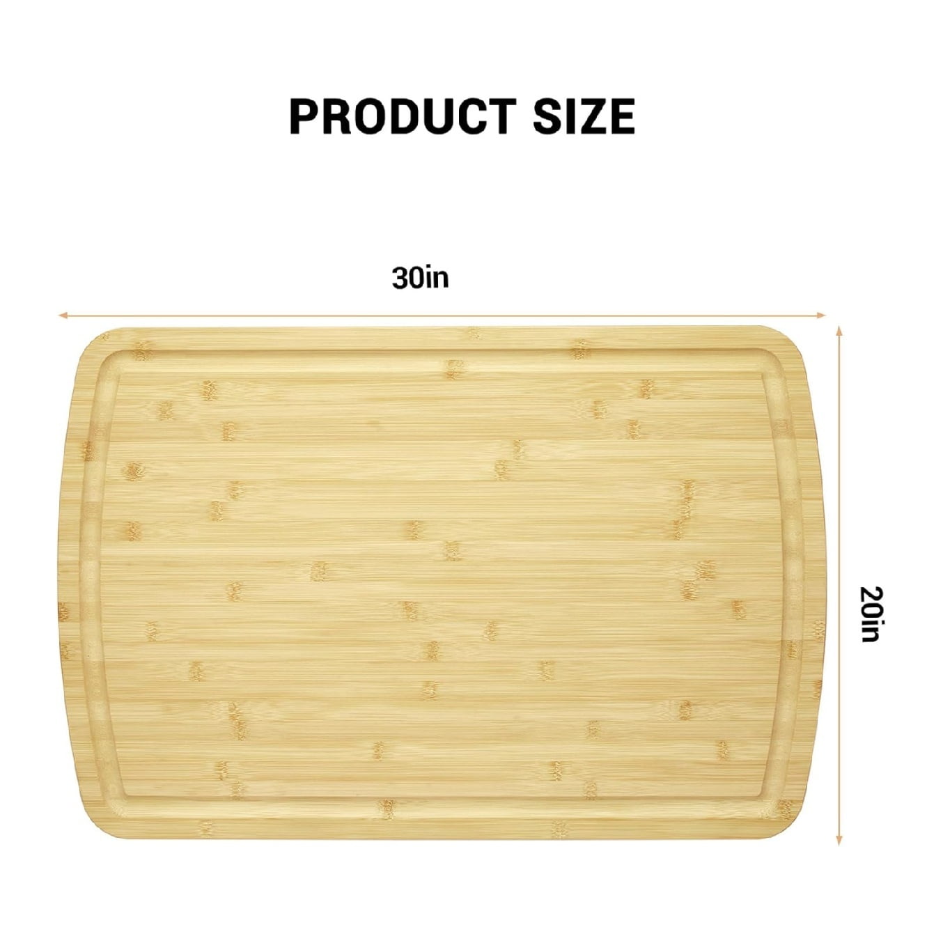 Extra Large Bamboo Cutting Board 30x20 Inch Wood Gas Stove Top Cover, Chopping Board with Deep Juice Grooves, Reversible & East to Clean for Home Restaurant Kitchens