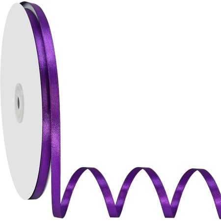 1/4 inch Wide 100 Yards Double Face Purple Satin Ribbon Purple Fabric Ribbon for Gift Wrapping Very Suitable for Weddings Decoration Bouquet Balloons Arts Craft Sewing Hair Bow Invitation